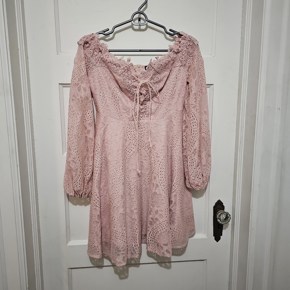 Pink Lace Mini Dress